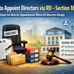 Step-by-step process to appoint directors via Regional Director under Section 167(3) when all directors resign, including DIR-11 filing, RD application, and ROC approval procedure.