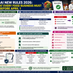 FSSAI new rules 2026 infographic showing licence categories, perpetual licence update, compliance steps and impact on food businesses in India