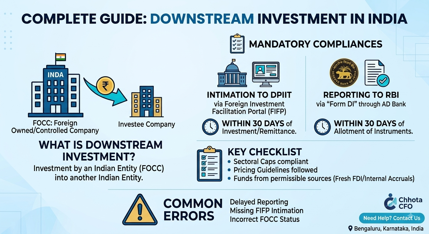 Downstream investment in India with FIFP intimation and Form DI reporting compliance guide